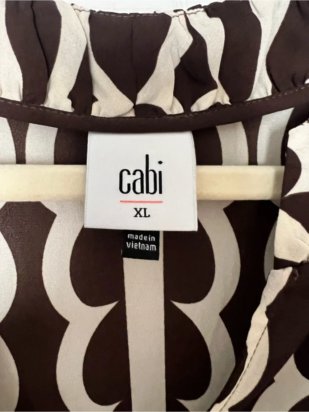 CAbi Deco Top in  Chocolate Brown and Cream - Picture 3 of 3